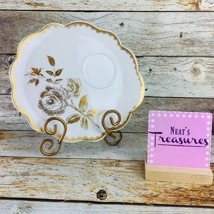 MCM Vintage REVOL Hand Painted Gold Rose Trim Scalloped France Snack Plate